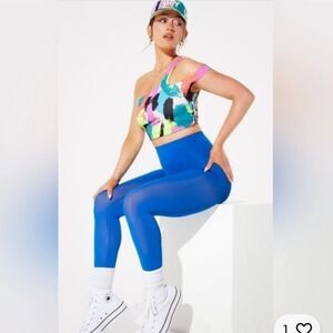 Yitty Royal Blue Pull On Mesh Me Smoothing Ankle Womens Leggings Plus Size 4X